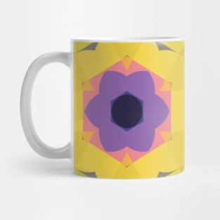 Retro Mandala Flower Yellow Blue and Orange Mug